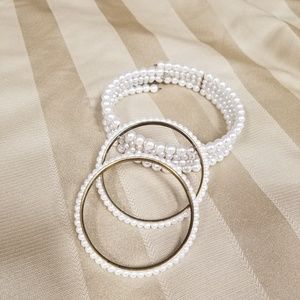 Vintage Faux Pearl Choker and Bracelets